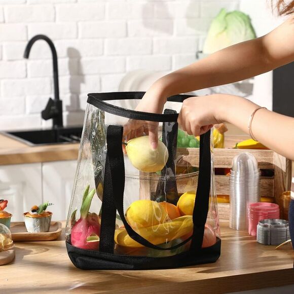 Clear PVC Tote Pack Bag Women Transparent Handbag Zip Purse Stadium Security - Picture 1 of 6